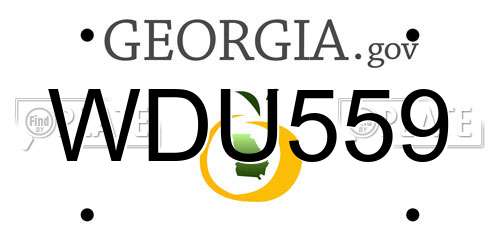 WDU559 Georgia License Plate