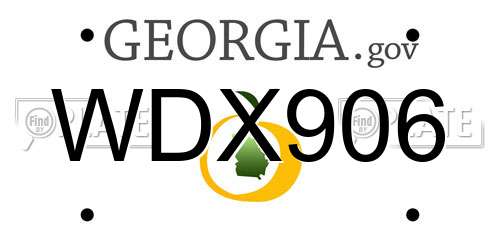 WDX906 Georgia License Plate