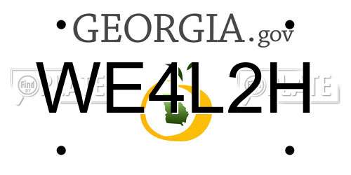 WE4L2H Georgia License Plate