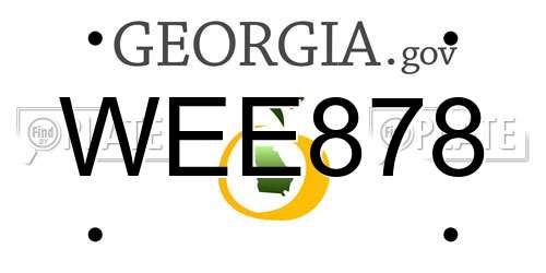 WEE878 Georgia License Plate