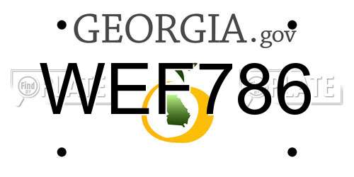 WEF786 Georgia License Plate
