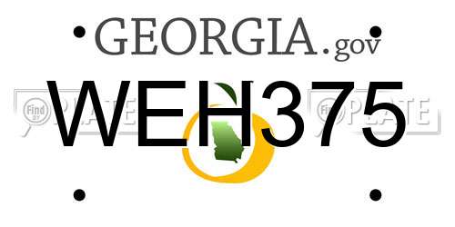WEH375 Georgia License Plate