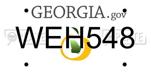 WEH548 Georgia License Plate
