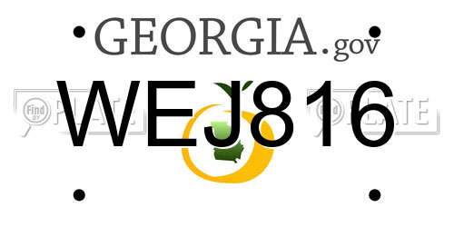 WEJ816 Georgia License Plate