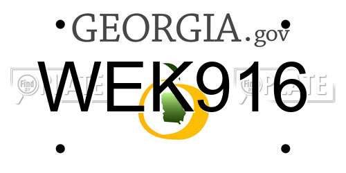 WEK916 Georgia License Plate