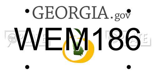 WEM186 Georgia License Plate