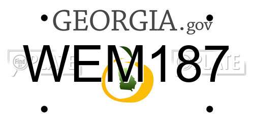 WEM187 Georgia License Plate