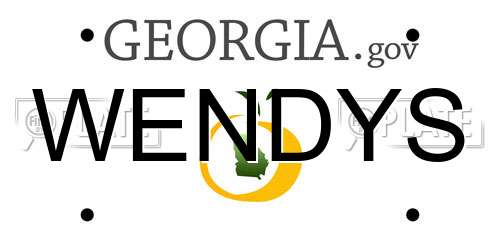 WENDYS Georgia License Plate