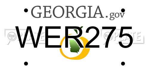 WER275 Georgia License Plate