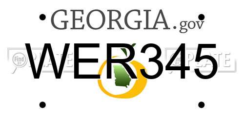 WER345 Georgia License Plate