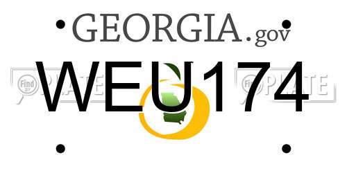 WEU174 Georgia License Plate