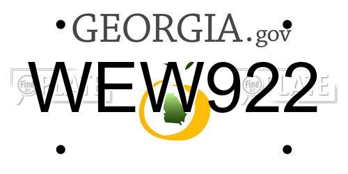 WEW922 Georgia License Plate