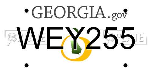 WEY255 Georgia License Plate