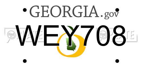 WEY708 Georgia License Plate