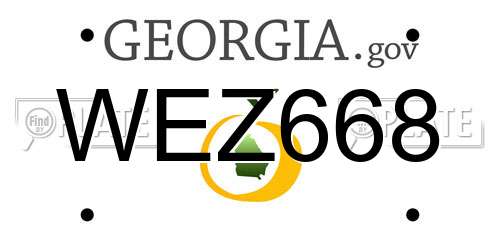WEZ668 Georgia License Plate