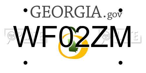 WF02ZM Georgia License Plate
