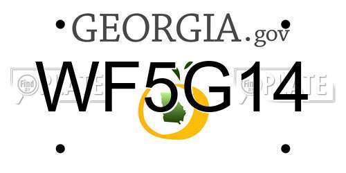 WF5G14 Georgia License Plate