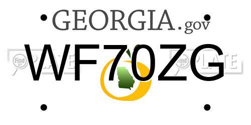 WF70ZG Georgia License Plate