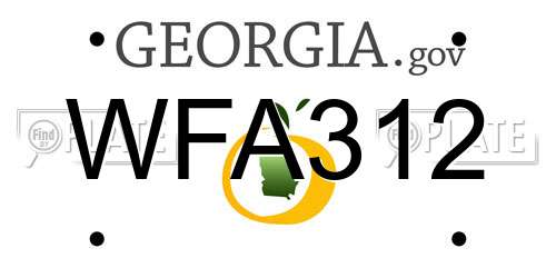 WFA312 Georgia License Plate