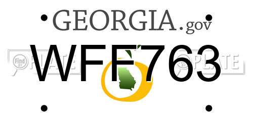 WFF763 Georgia License Plate