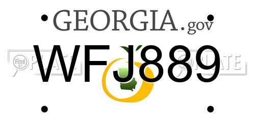 WFJ889 Georgia License Plate