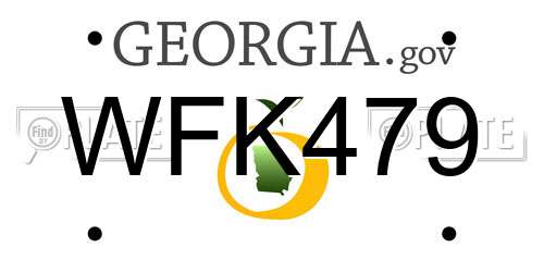 WFK479 Georgia License Plate