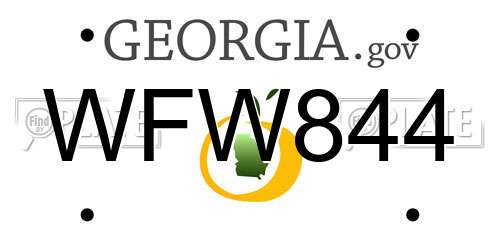 WFW844 Georgia License Plate