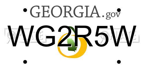WG2R5W Georgia License Plate