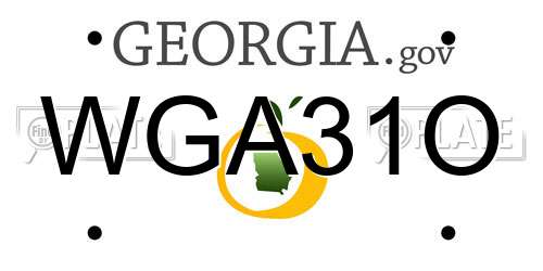 WGA31O Georgia License Plate