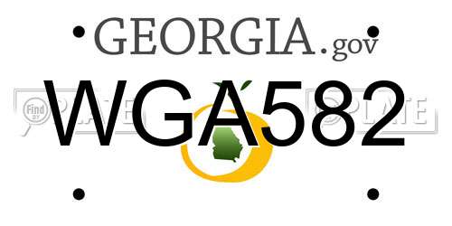 WGA582 Georgia License Plate