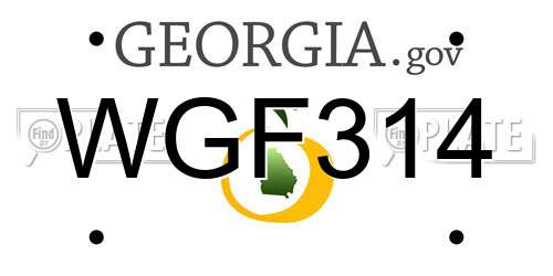 WGF314 Georgia License Plate