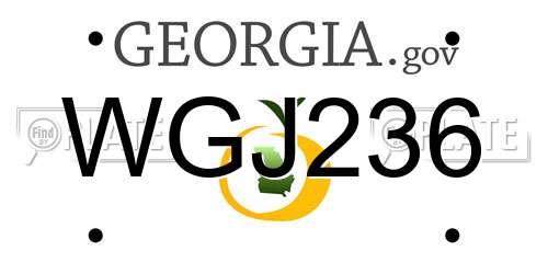 WGJ236 Georgia License Plate
