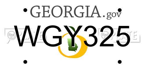 WGY325 Georgia License Plate
