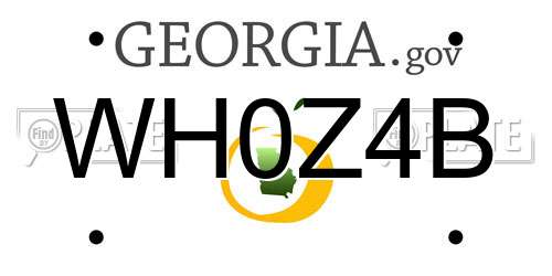 WH0Z4B Georgia License Plate