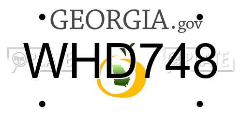 WHD748 Georgia License Plate