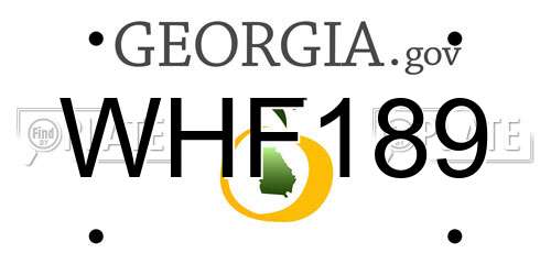 WHF189 Georgia License Plate