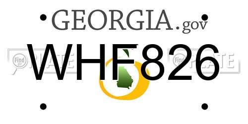 WHF826 Georgia License Plate