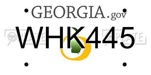 WHK445 Georgia License Plate