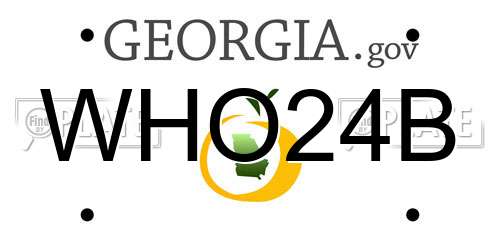 WHO24B Georgia License Plate