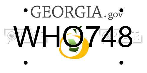 WHO748 Georgia License Plate