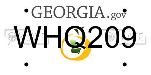 WHQ209 Georgia License Plate