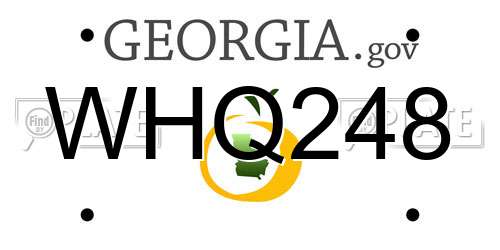 WHQ248 Georgia License Plate