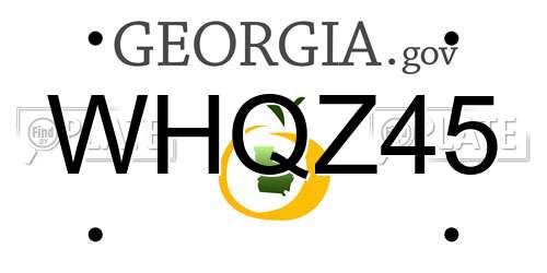 WHQZ45 Georgia License Plate