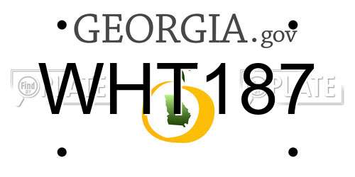 WHT187 Georgia License Plate