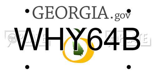 WHY64B Georgia License Plate