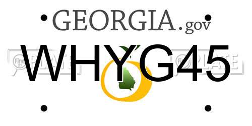 WHYG45 Georgia License Plate