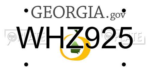WHZ925 Georgia License Plate