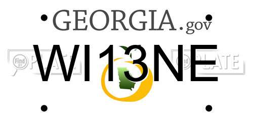 WI13NE Georgia License Plate
