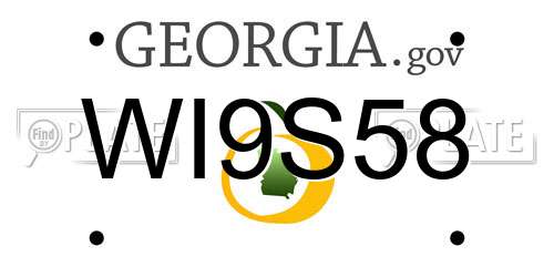 WI9S58 Georgia License Plate