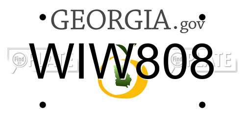 WIW808 Georgia License Plate